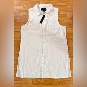 Tahari women 100% linen bottom down shirt